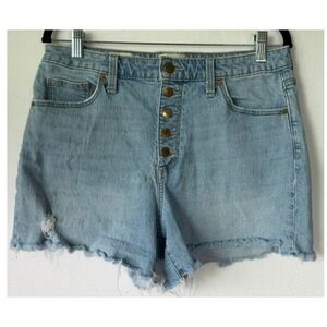 Universal Thread Jean Shorts 10/30R Button Fly Light Wash Frayed Hem Vintage Mid